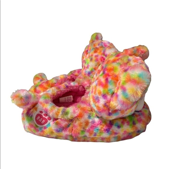 Build A Bear Girls Rainbow Confetti Kitty Slippers Size SMALL 10/11 - Picture 5 of 5